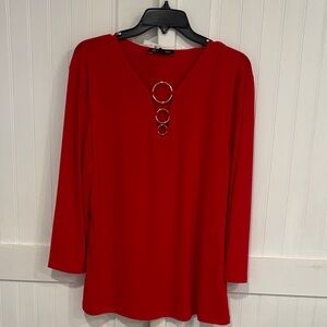 INC: Elegant Red V-Neck, long sleeved Women's Top size XXL